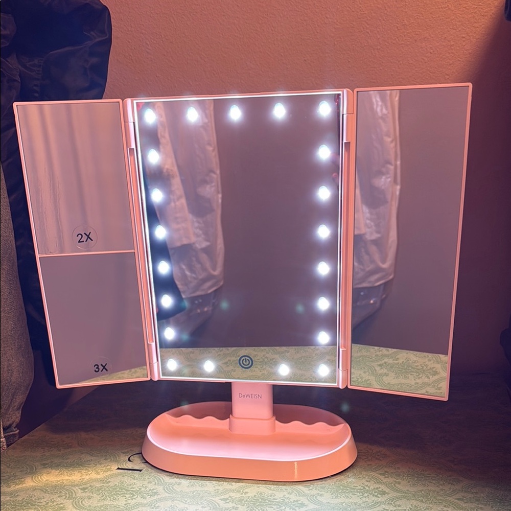 Pink Lighted Vanity Mirror